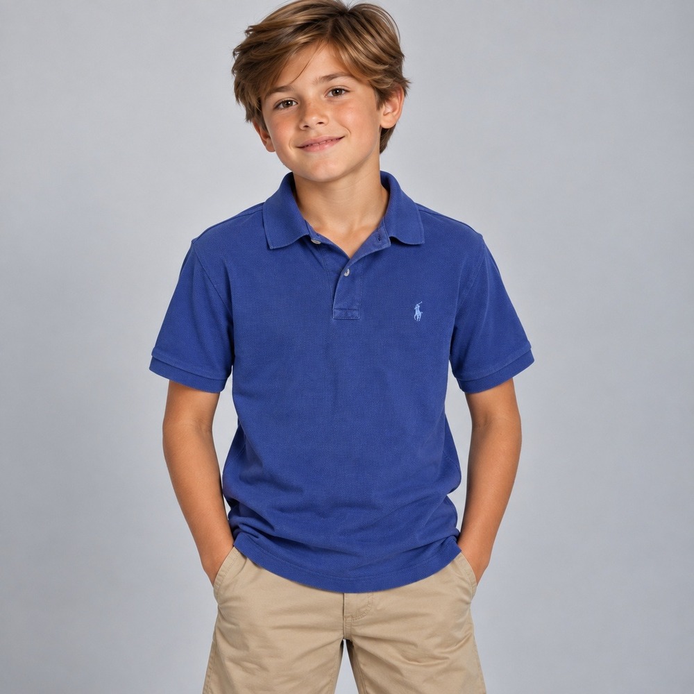 Polo Ralph Lauren Boys Large 14-16 Blue Classic Fit Short Sleeve Polo Shirt